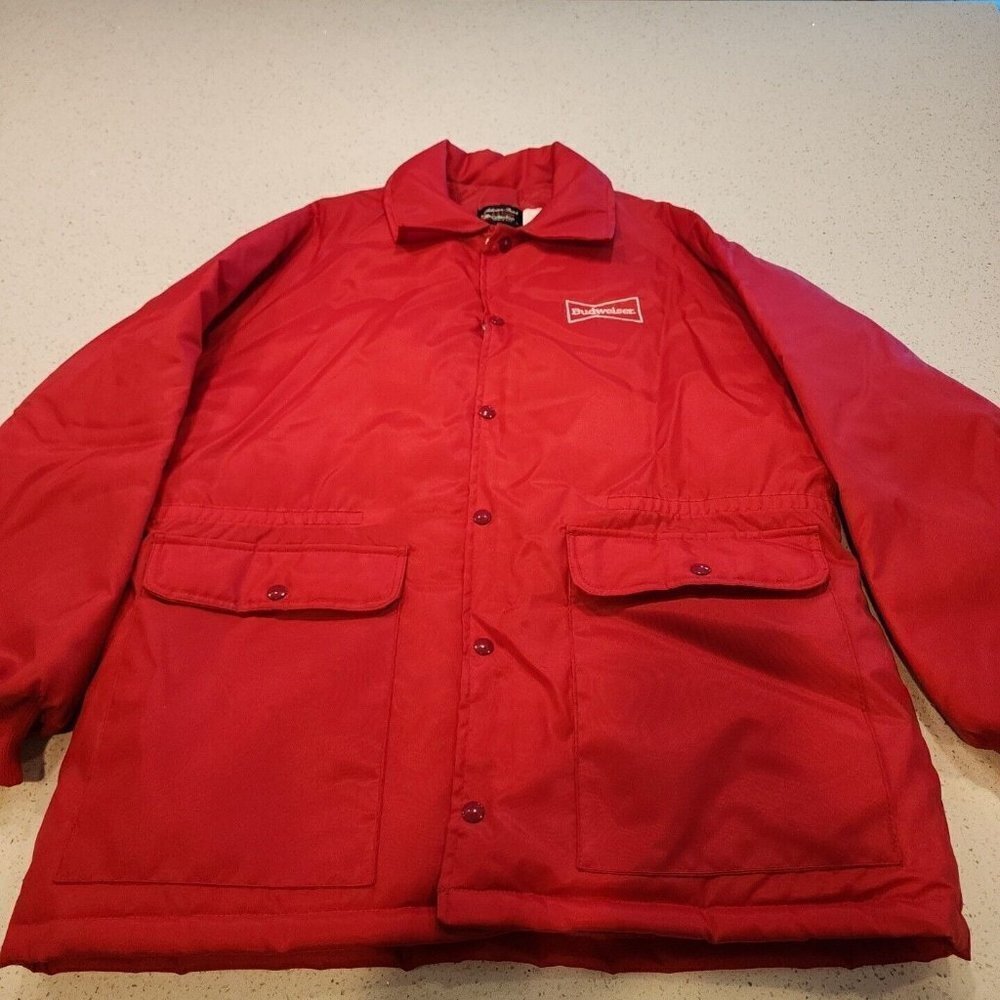 Vintage 1980/90’s Budweiser Snap Button Nylon Jacket Red Size Large excellent